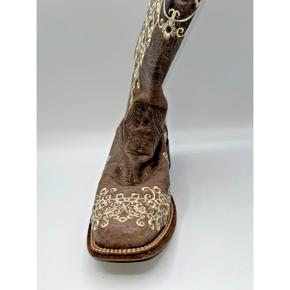 Corral Women's Crater Bone Embroidery Brown Square Toe Boots A2663 9M Wedding - Picture 14 of 16